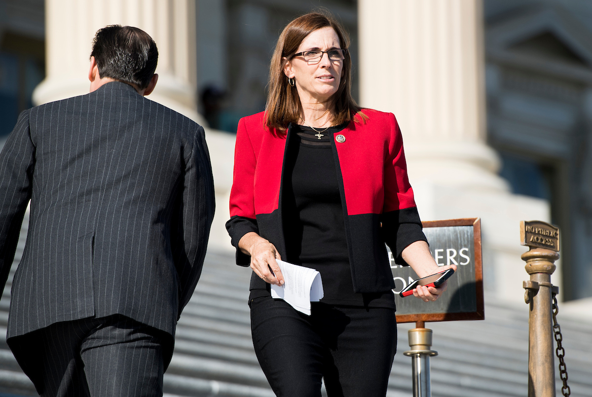 Rep. Martha McSally, R-Ariz., leads in the GOP primary race for Sen. Jeff Flake’s senate seat. (Bill Clark/CQ Roll Call file photo)