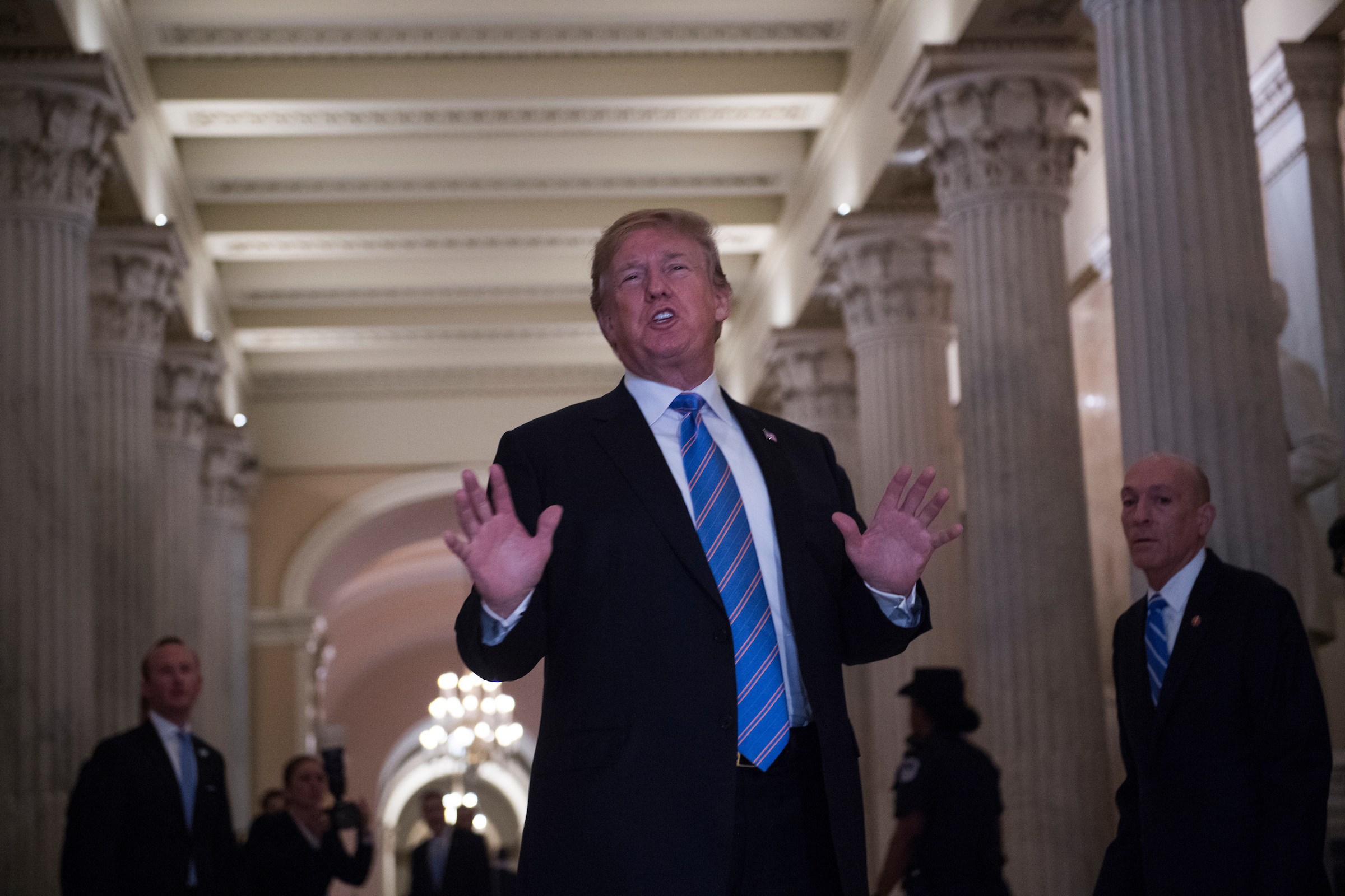 President Donald Trump, here at the Capitol last month, made sure a NATO summit got off to an awkward start. (Tom Williams/CQ Roll Call)