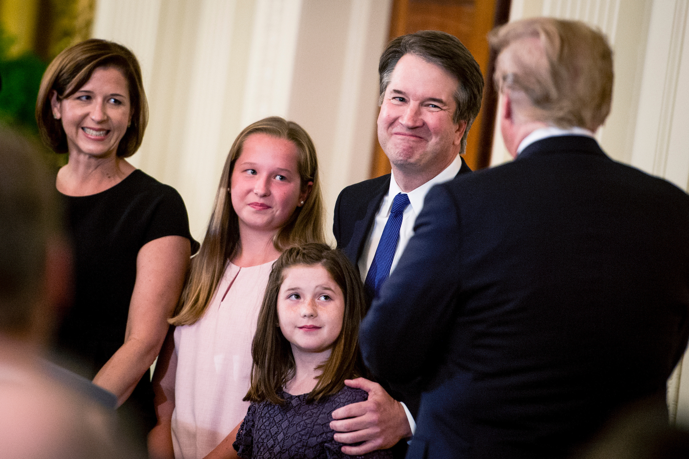 President Donald Trump greets Judge Brett Kavanaugh and his family while announcing his nomination to replace Supreme Court Justice Anthony Kennedy on July 9. (Sarah Silbiger/CQ Roll Call file photo)