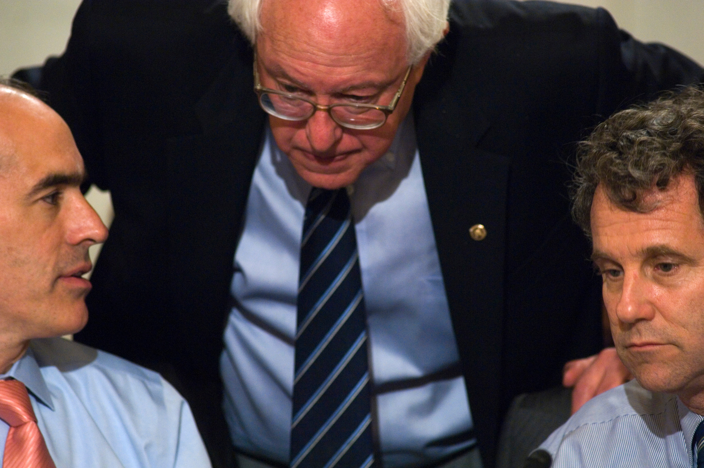 Sen. Bob Casey, D-Pa., left, Sen. Berrnie Sanders, I-Vt., center and Sen. Sherrod Brown, D-Ohio. (Scott J. Ferrell/CQ Roll Call file photo)