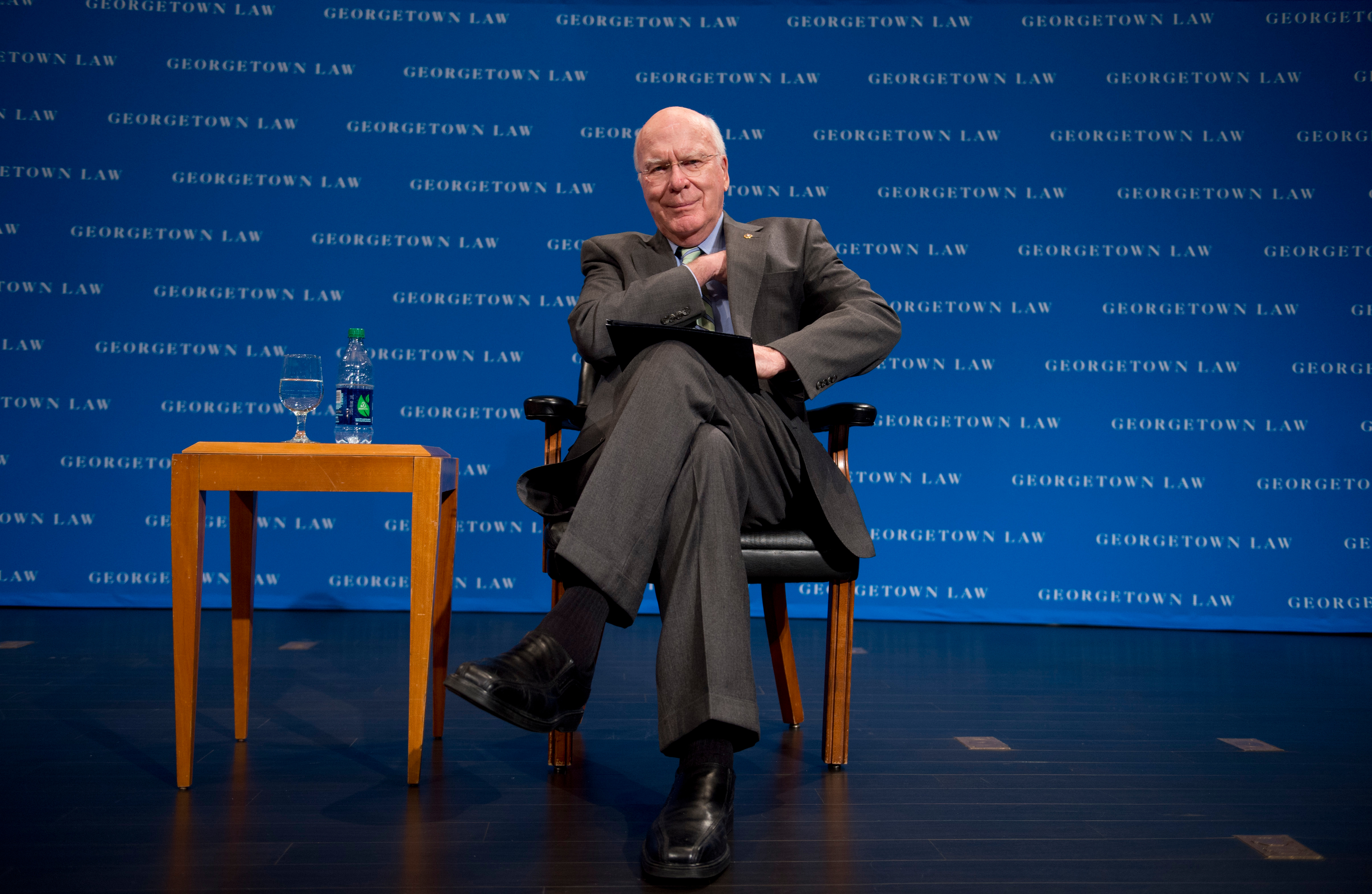 Sen. Patrick J. Leahy, D-Vt., received his law degree from Georgetown University. Here he is addressing the law center in 2012. (Tom Williams/CQ Roll Call file photo)