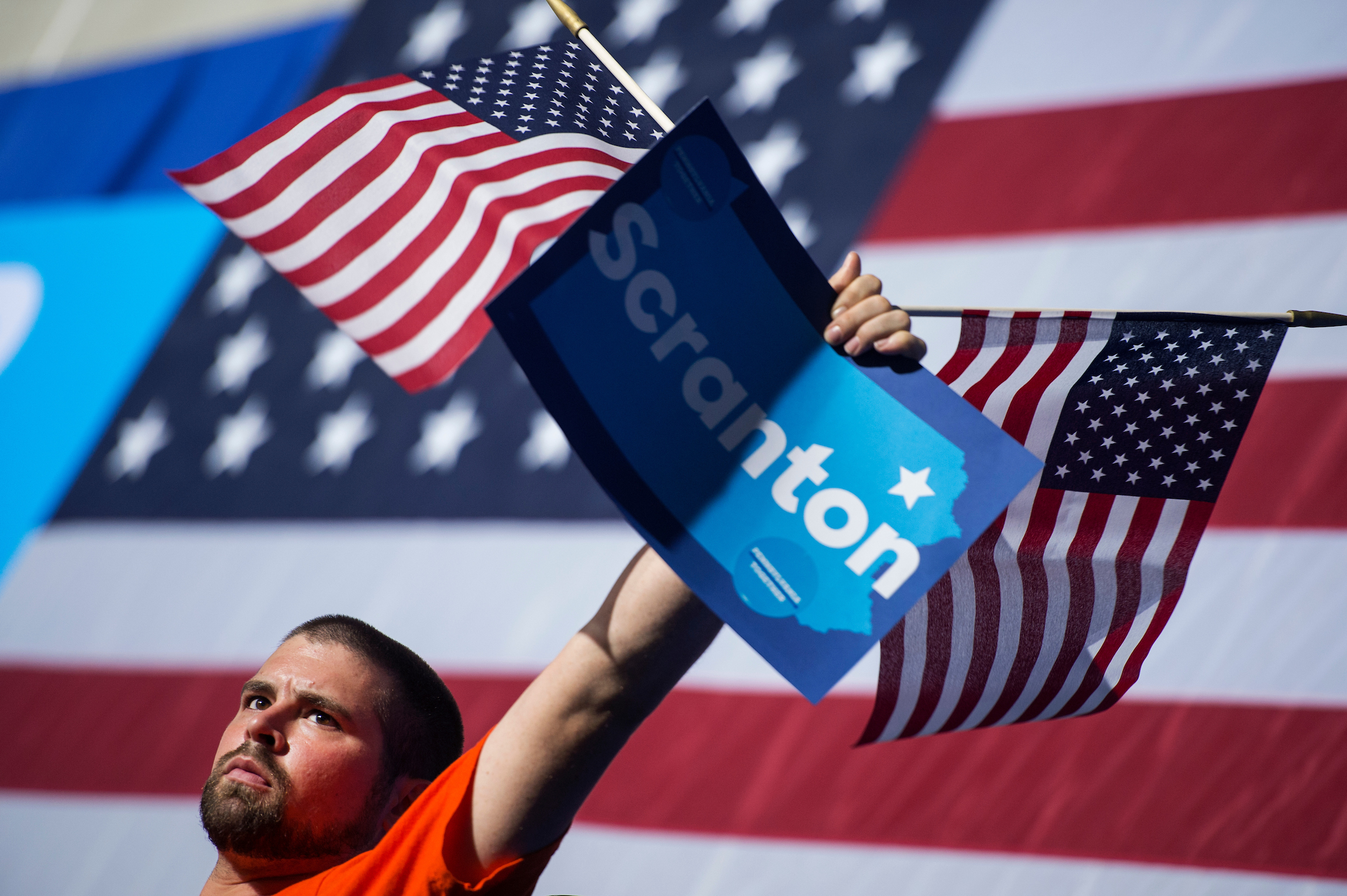  A supporter attends a campaign rally for Democratic presidential nominee Hillary Clinton in Scranton, Pa., in 2016. (Tom Williams/CQ Roll Call file photo)