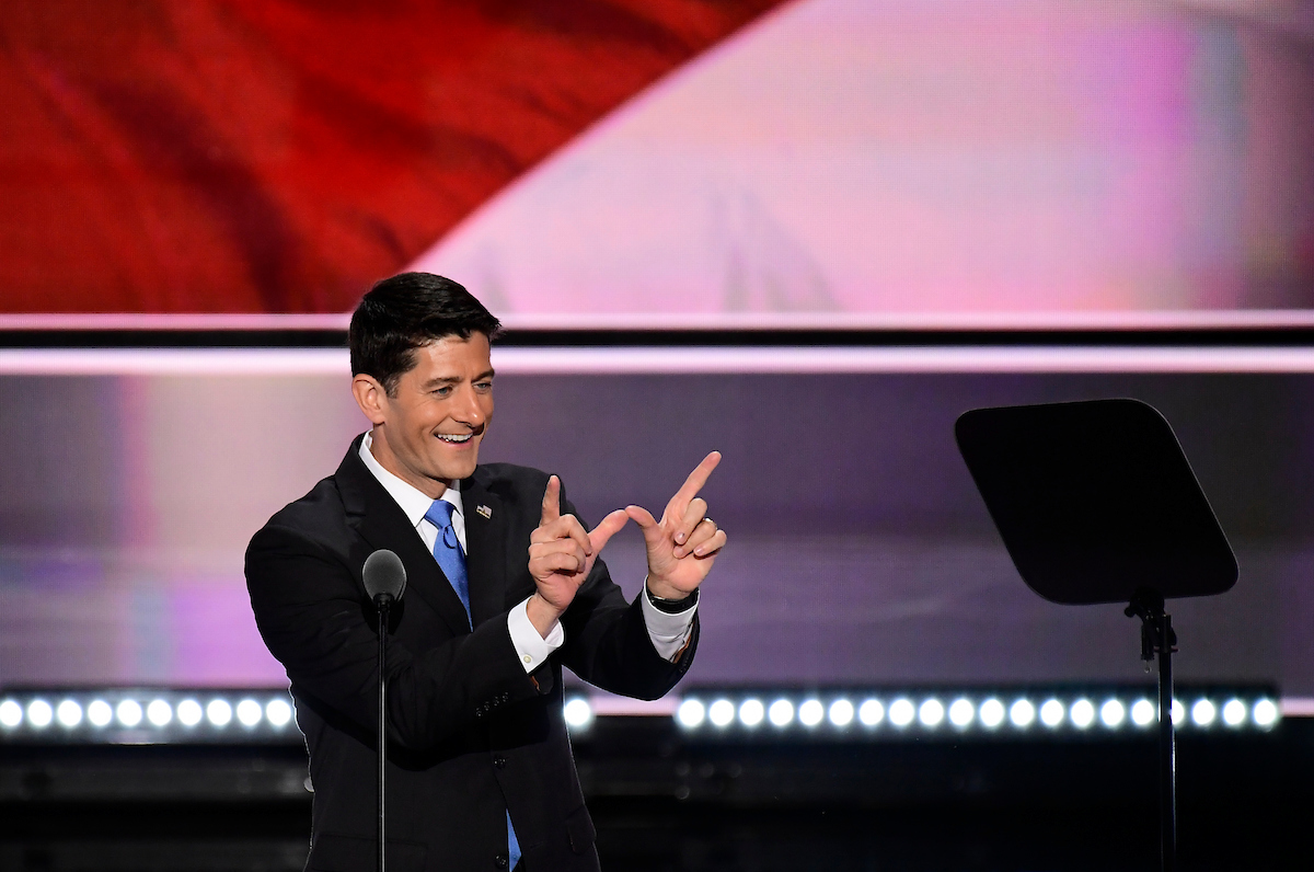 Speaker Paul D. Ryan, here at the 2016 Republican National Convention, is hoping for a “W” from former aide Bryan Steil who’s running to succeed him in Wisconsin’s 1st District. (Bill Clark/CQ Roll Call file photo) 