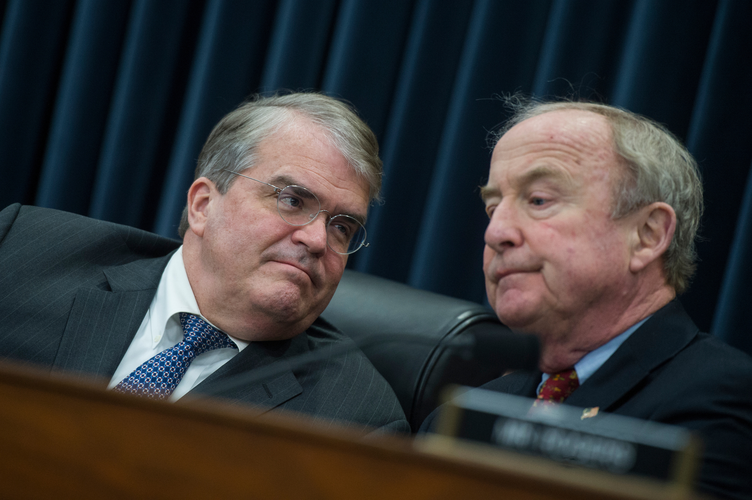 Two senior House GOP appropriators,  John Culberson, R-Texas, left, and Rodney Frelinghuysen, R-N.J., personify the challenged facing the Appropriations panel heading into the 2018 midterms. (Tom Williams/CQ Roll Call file photo)