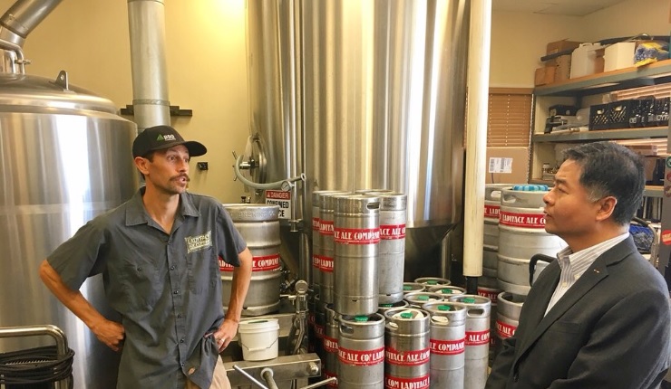Rep. Ted Lieu, D-Calif., took some stabs at President Donald Trump while recounting his brewery visit. (Courtesy of Lieu on Twitter)