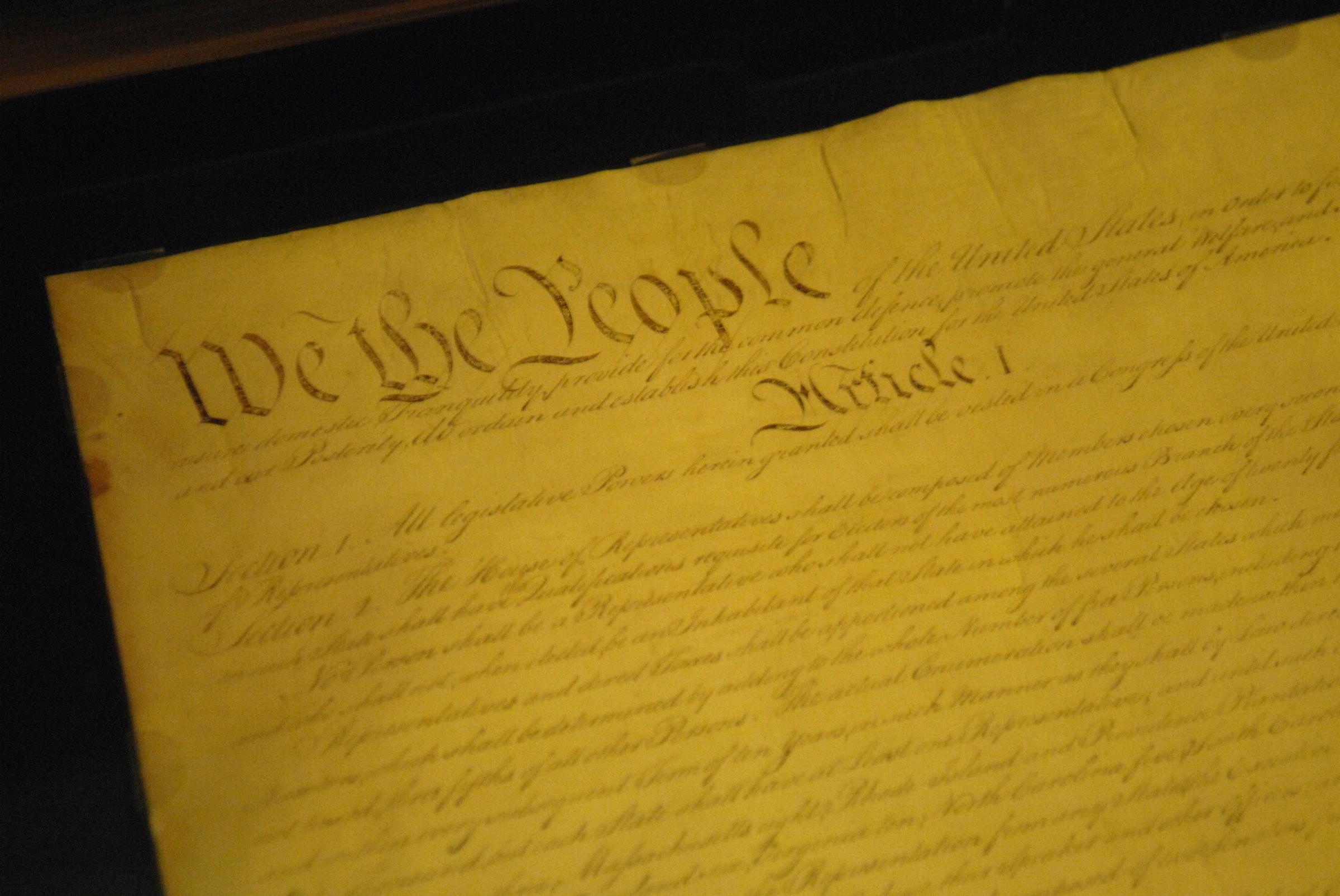 The Constitution of the United States is stored under glass in the rotunda of the National Archives. (CQ Roll Call file photo)