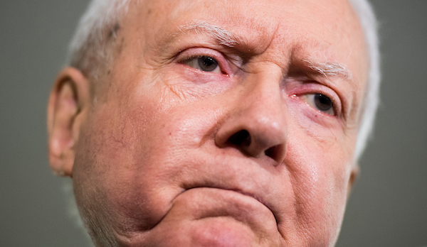  Sen. Orrin Hatch, R-Utah, speaks to the cameras as he arrives for the Senate Judiciary Committee markup hearing on the confirmation of Brett Kavanaugh to be Supreme Court Justice on Thursday, Sept. 13, 2018. (Bill Clark/CQ Roll Call)