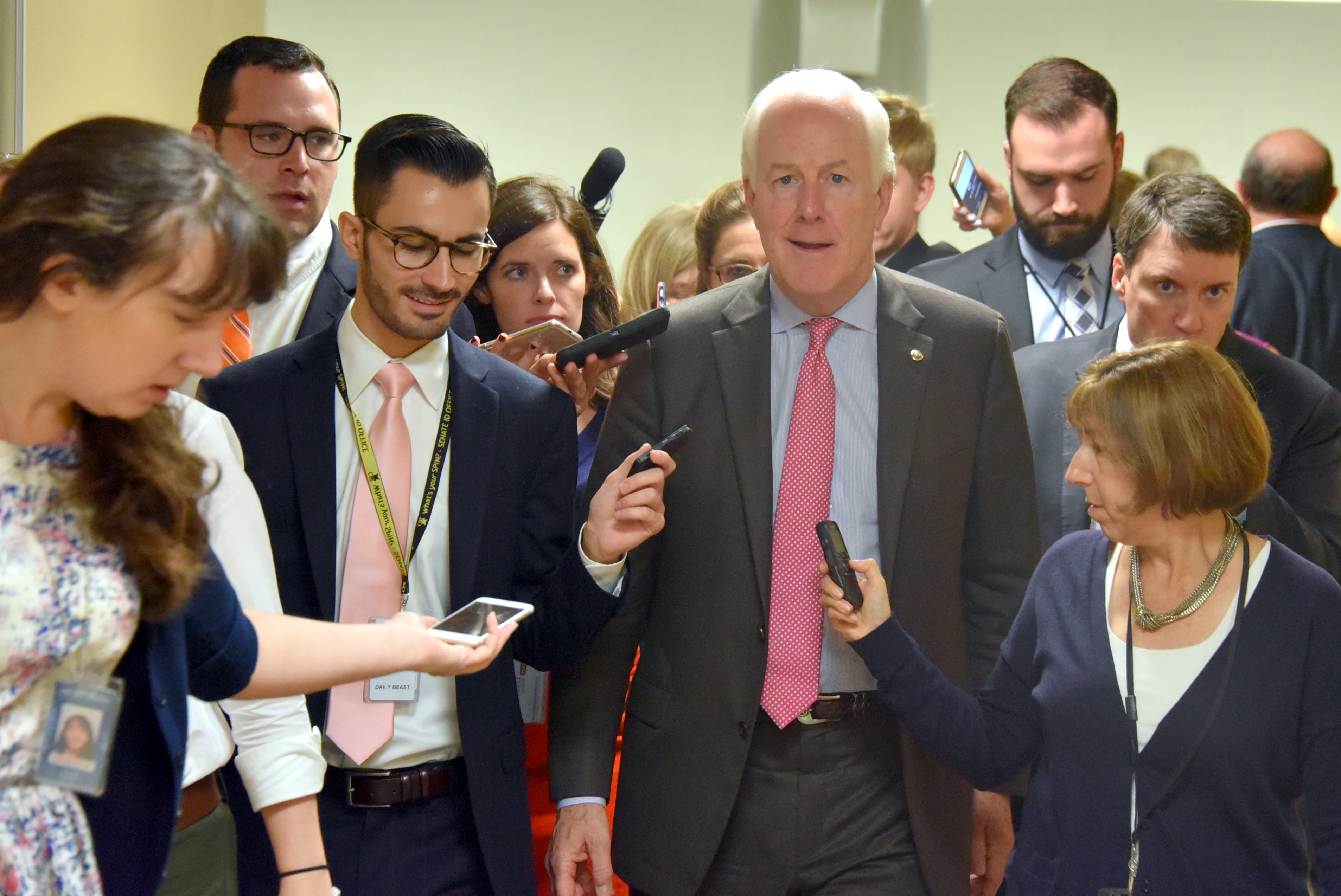 Sen. John Cornyn, R-Texas, talks to reporters. (Courtesy Leahy)