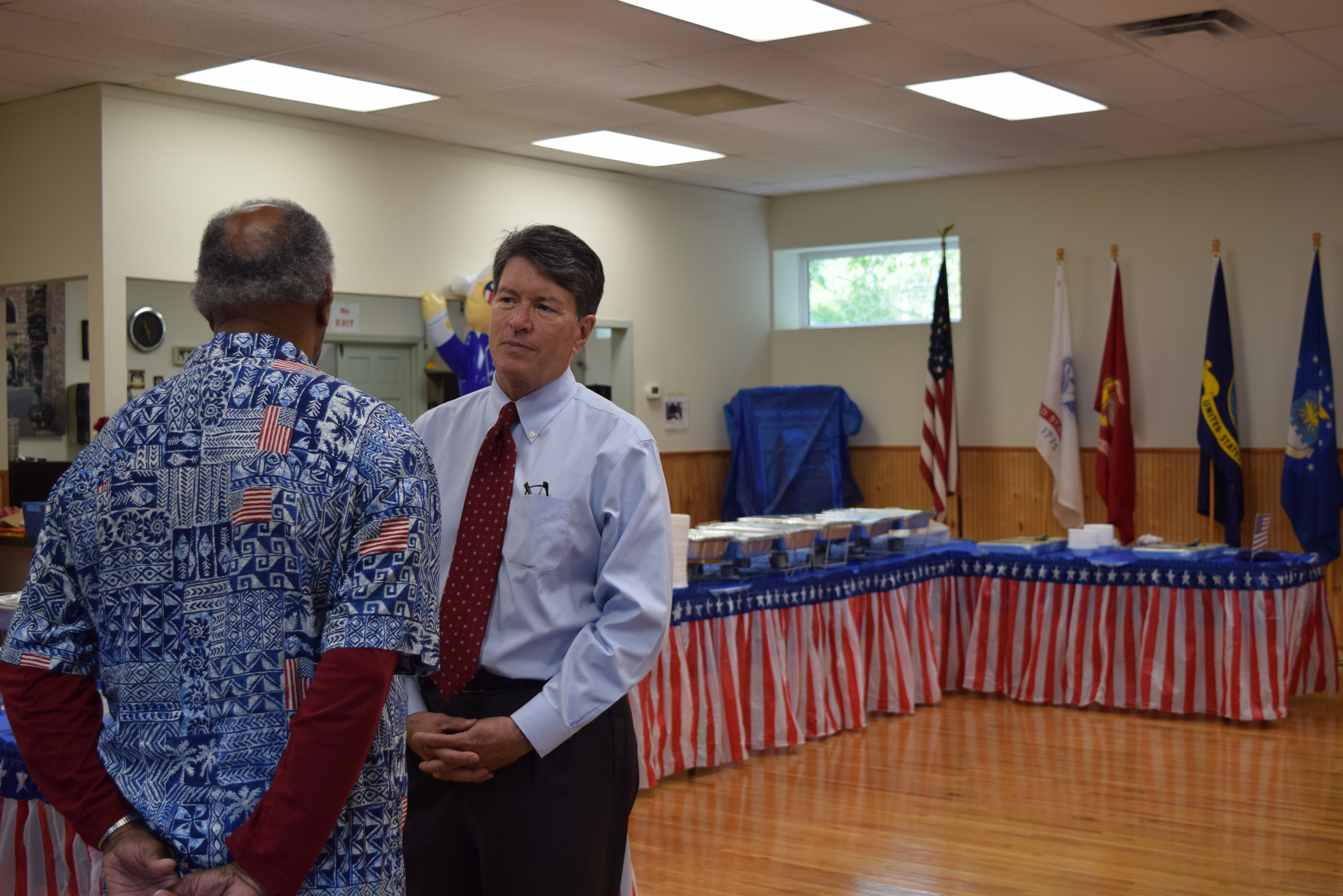 GOP Rep. John J. Faso talks to a constituent at a senior picnic in Poughquag, NY. (Bridget Bowman/CQ Roll Call)