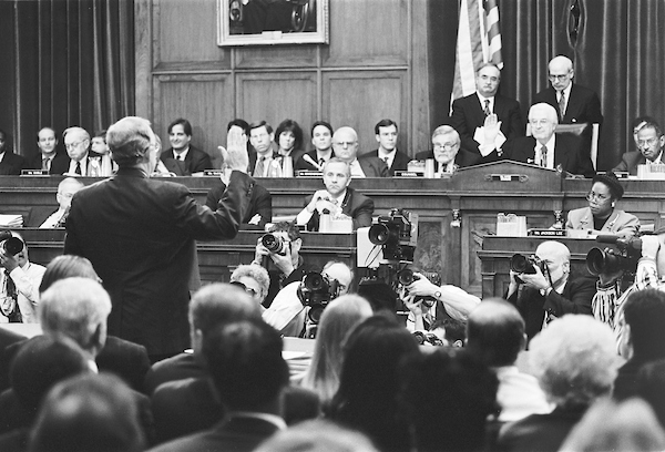 Ken Starr during his swearing-in for the impeachment hearings in the house....Rebecca Roth/@Roll Call