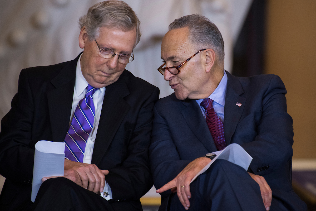 Senate Majority Leader Mitch McConnell and Minority Leader Charles E. Schumer were re-elected to their respective posts for the 116th Congress. (Tom Williams/CQ Roll Call file photo)