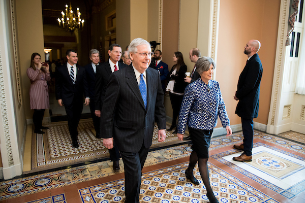 Senate Majority Leader Mitch McConnell, R-Ky., front left, will be heading to the White House to discuss year-end spending deals on Thursday. (Bill Clark/CQ Roll Call)