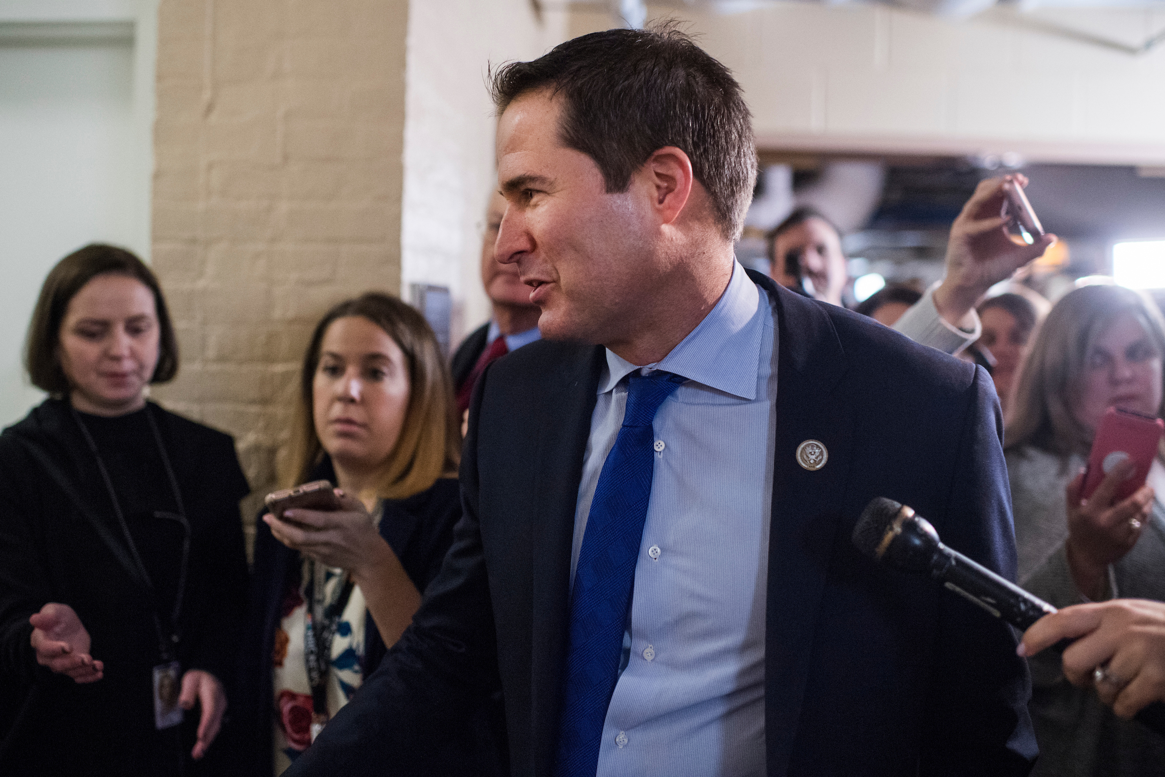 Rep. Seth Moulton, D-Mass., pictured speaking to reporters in the Capitol on November 15, 2018, is one of 16 Democrats who signed a letter saying they will not vote for Nancy Pelosi for speaker. (Tom Williams/CQ Roll Call)