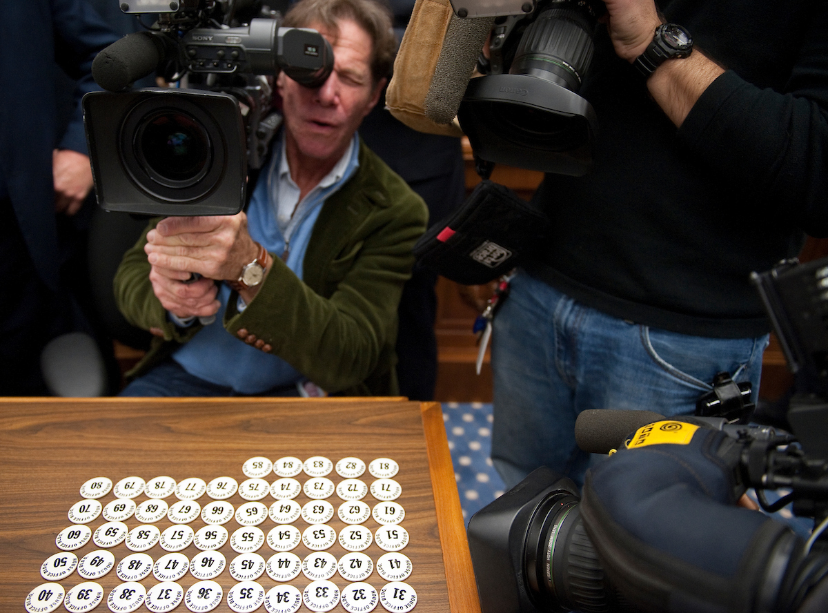The lottery chips are on display before the start of House office lottery for the newly elected members of Congress. (Photo By Bill Clark/Roll Call)
