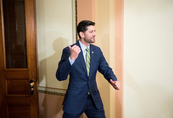 UNITED STATES - NOVEMBER 29: Speaker of the House Paul Ryan, R-Wisc., arrives for the ceremonial swear-in of Rep. Brenda Jones, D-Mich., in the Capitol on Thursday, Nov. 29, 2018. (Photo By Bill Clark/CQ Roll Call)
