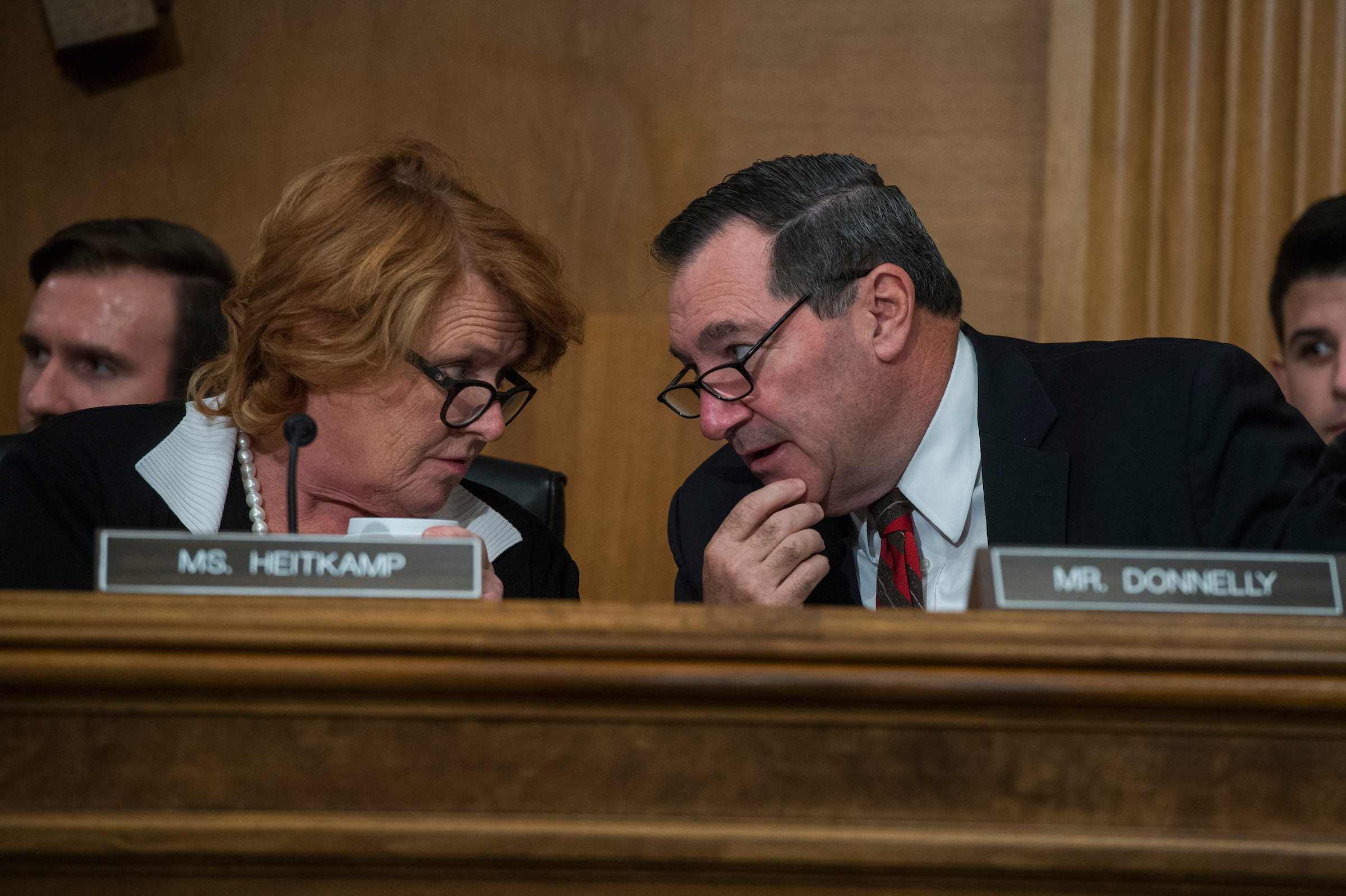 Democratic Sens. Heidi Heitkamp and Joe Donnelly both lost their bids for second terms Tuesday night. (Tom Williams/CQ Roll Call file photo)