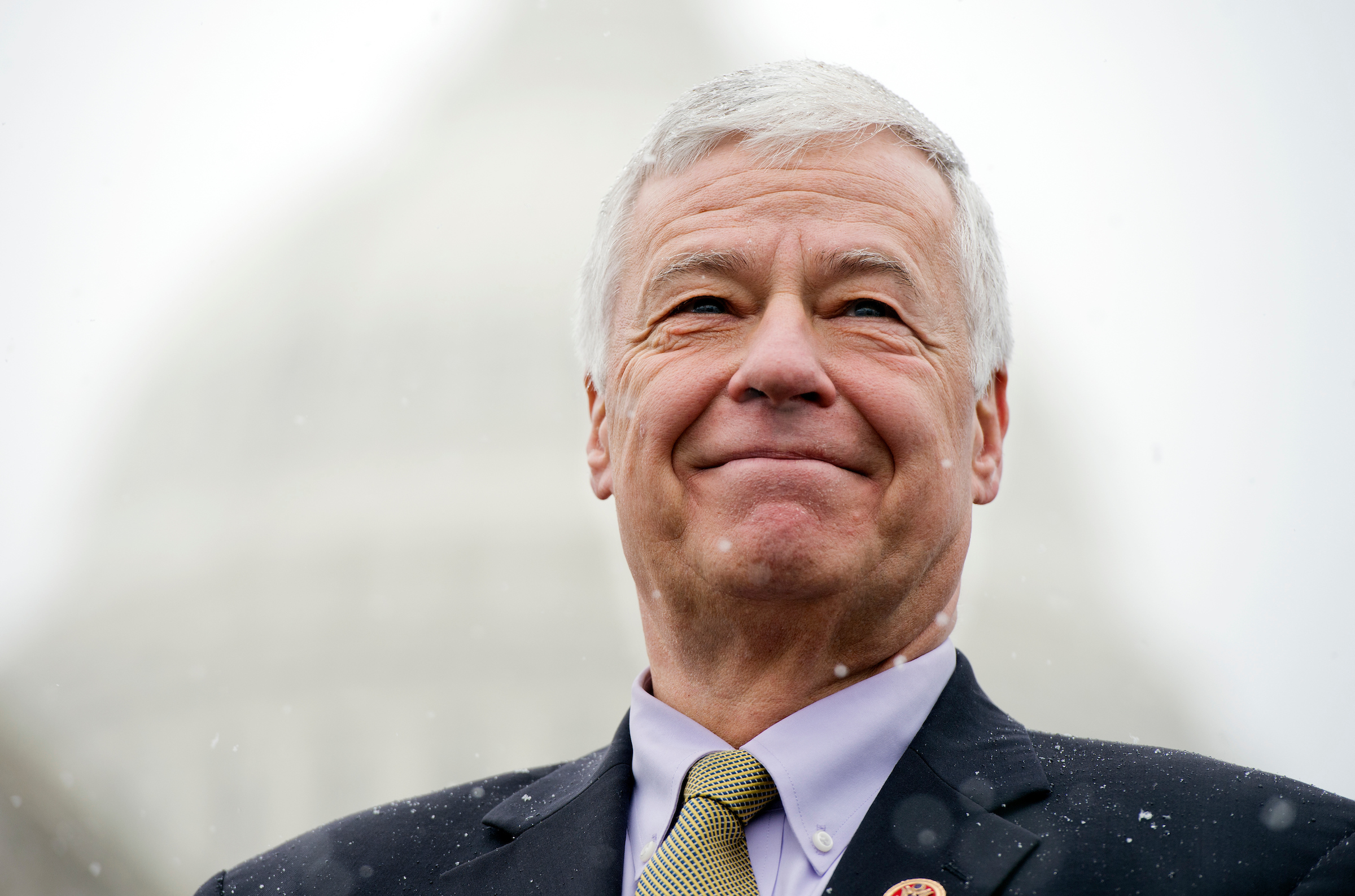 Rep. Michael Michaud attends a snowy news conference at the Capitol in 2014. These days he has his eye on a much smaller prize. (Tom Williams/CQ Roll Call file photo)