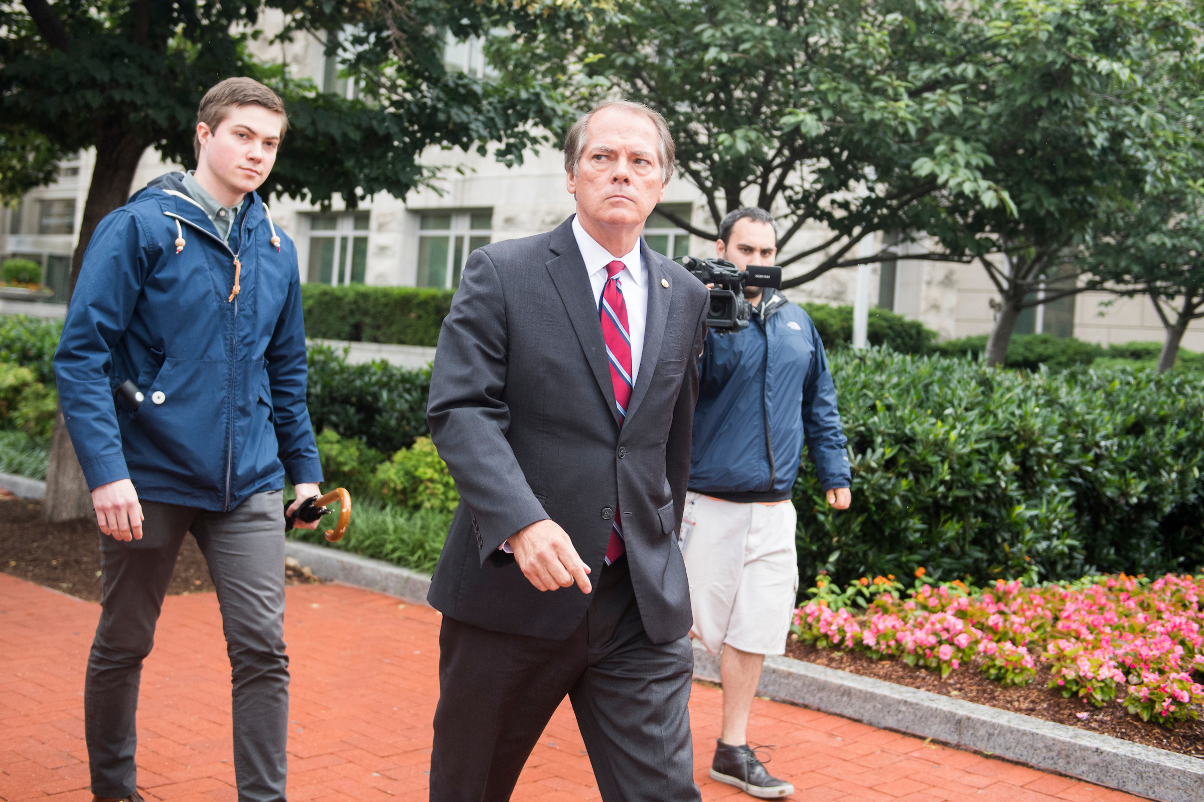 James Wolfe, a former Senate Intelligence Committee aide, leaves the FBI’s Washington Field Office after being booked on June 11. A sentencing hearing for Wolfe is scheduled for Dec. 20.  (Tom Williams/CQ Roll Call file photo)