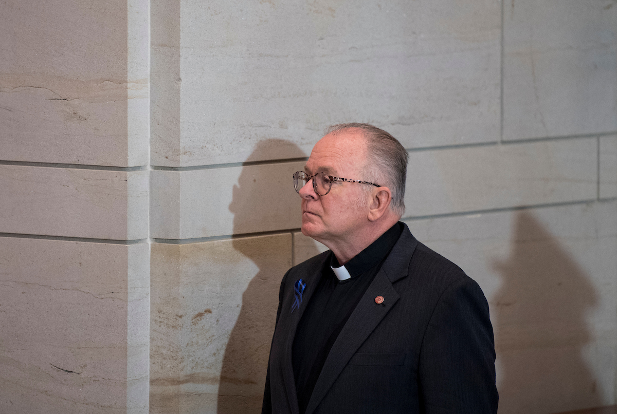 Father Patrick J. Conroy will remain in his role of House chaplain for the 116th Congress, after a year of that was full of turmoil surrounding the role. (Bill Clark/CQ Roll Call file photo)