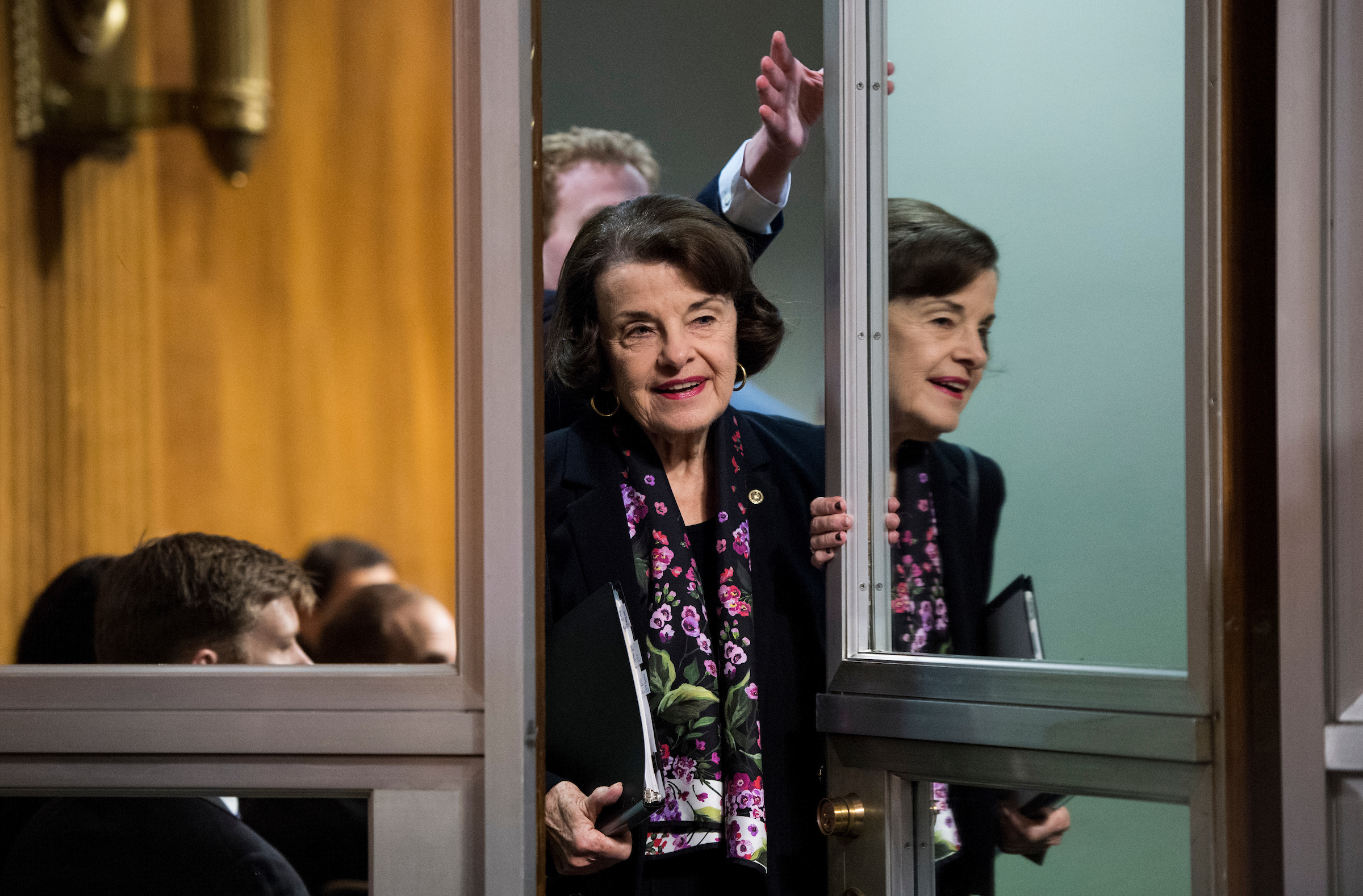 Sen. Dianne Feinstein, D-Calif., arrives for the confirmation hearing for Neomi Rao, nominee to be U.S. circuit judge for the District of Columbia Circuit, in the Senate Judiciary Committee on Feb. 5. (Bill Clark/CQ Roll Call)