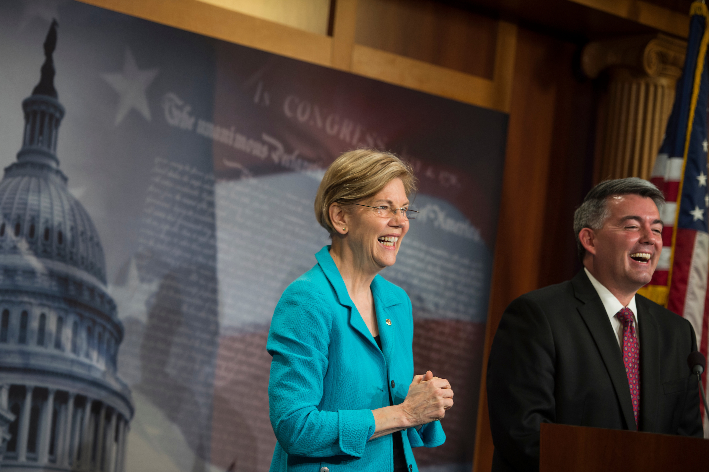 Legalizing marijuana is no longer a single-party issue. Elizabeth Warren and other Democratic presidential contenders have found common ground with Republicans like Cory Gardner. (Sarah Silbiger/CQ Roll Call)