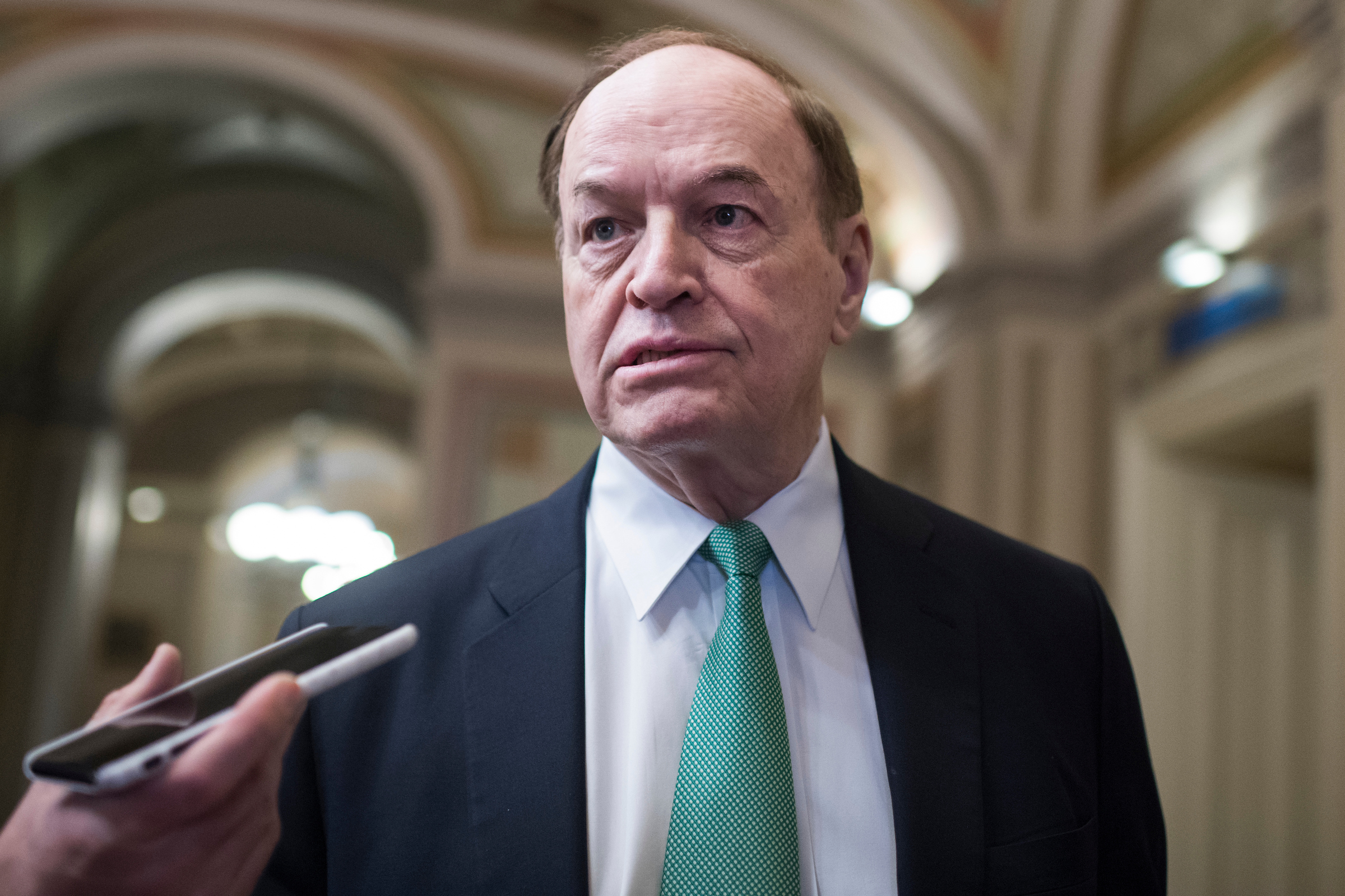 Senate Appropriations Committee Chairman Richard Shelby, R-Ala., talks with reporters before a meeting with Republican and Democratic negotiators on government spending on Monday, Feb. 11, 2019. (Tom Williams/CQ Roll Call file photo)