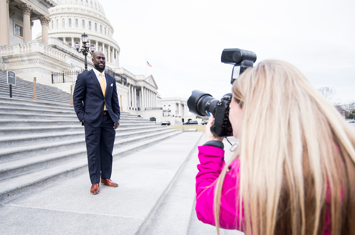 NFL safety Michael Thomas, seen here during his Capitol Hill externship in 2018, returned in 2019. (Bill Clark/CQ Roll Call file photo)