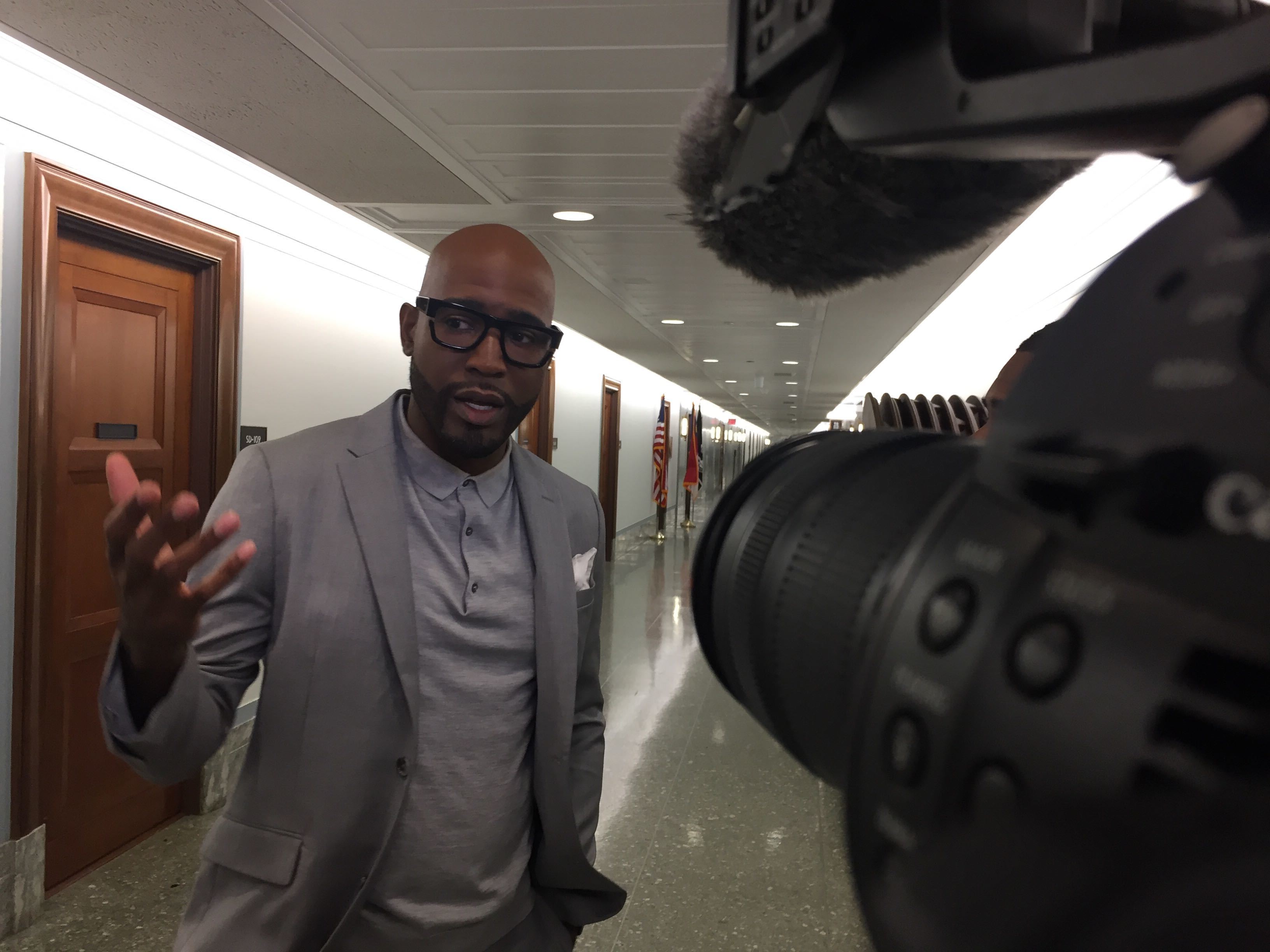 “Queer Eye” star Karamo Brown visits Capitol Hill on Wednesday to push for legislation that would prohibit LGBTQ parents from being discriminated against in the adoption and foster care process. (Thomas McKinless/CQ Roll Call)