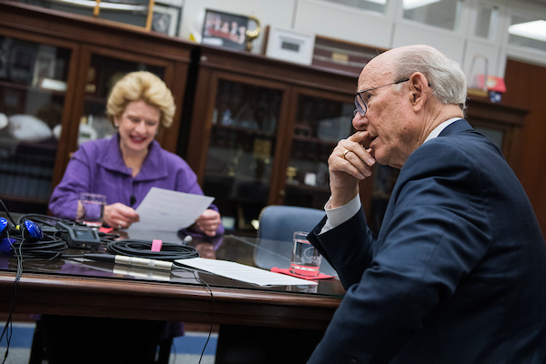 Senate Agriculture Chairman Pat Roberts, R-Kan., and ranking member Debbie Stabenow, D-Mich., have sought clarity from the Commodity Future Trading Commission on guidelines for cryptocurrencies on the futures market. (Tom Williams/CQ Roll Call file photo)