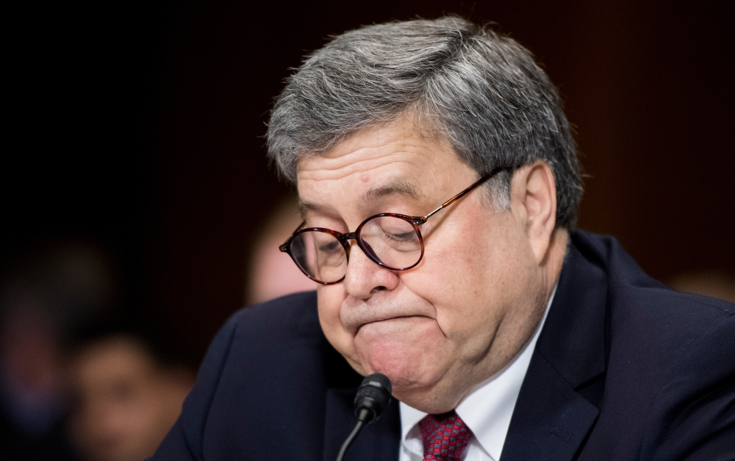 Attorney General Bill Barr testifies during the Senate Judiciary Committee hearing on the Justice Department’s investigation into Russian interference in the 2016 presidential election on Wednesday. (Bill Clark/CQ Roll Call)