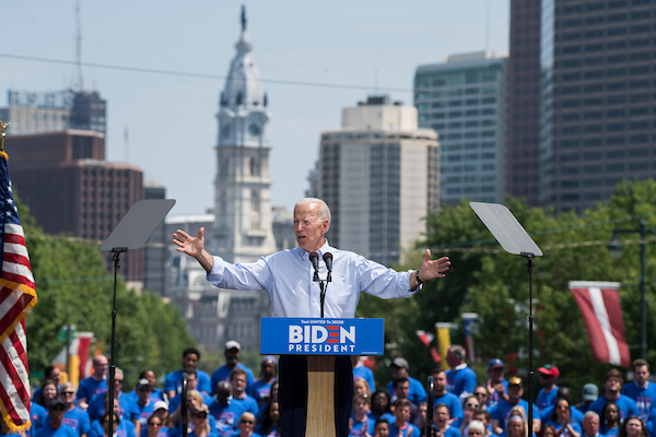 UNITED STATES - MAY 18: Democratic presidential candidate Joe Biden speaks during his 2020 campaign kickoff rally at the Eakins Oval in Philadelphia, Pa., on Saturday, May 18, 2019. (Photo By Tom Williams/CQ Roll Call)