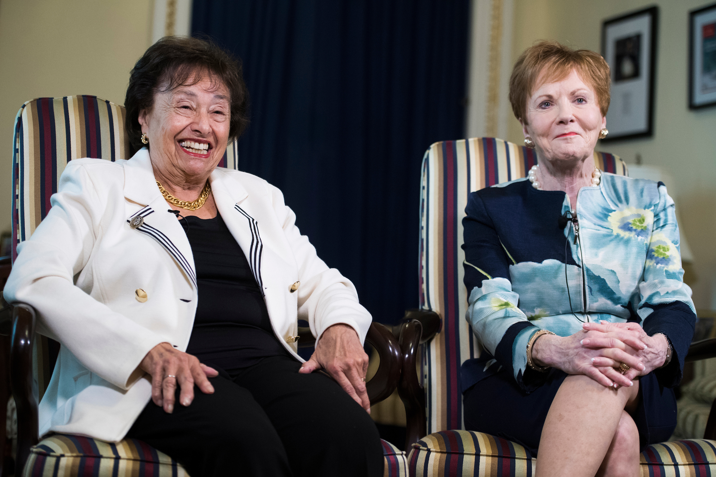 House Appropriations Chairwoman Nita M. Lowey, left, and ranking member Kay Granger are the first pair of women to lead the panel. (Tom Williams/CQ Roll Call)