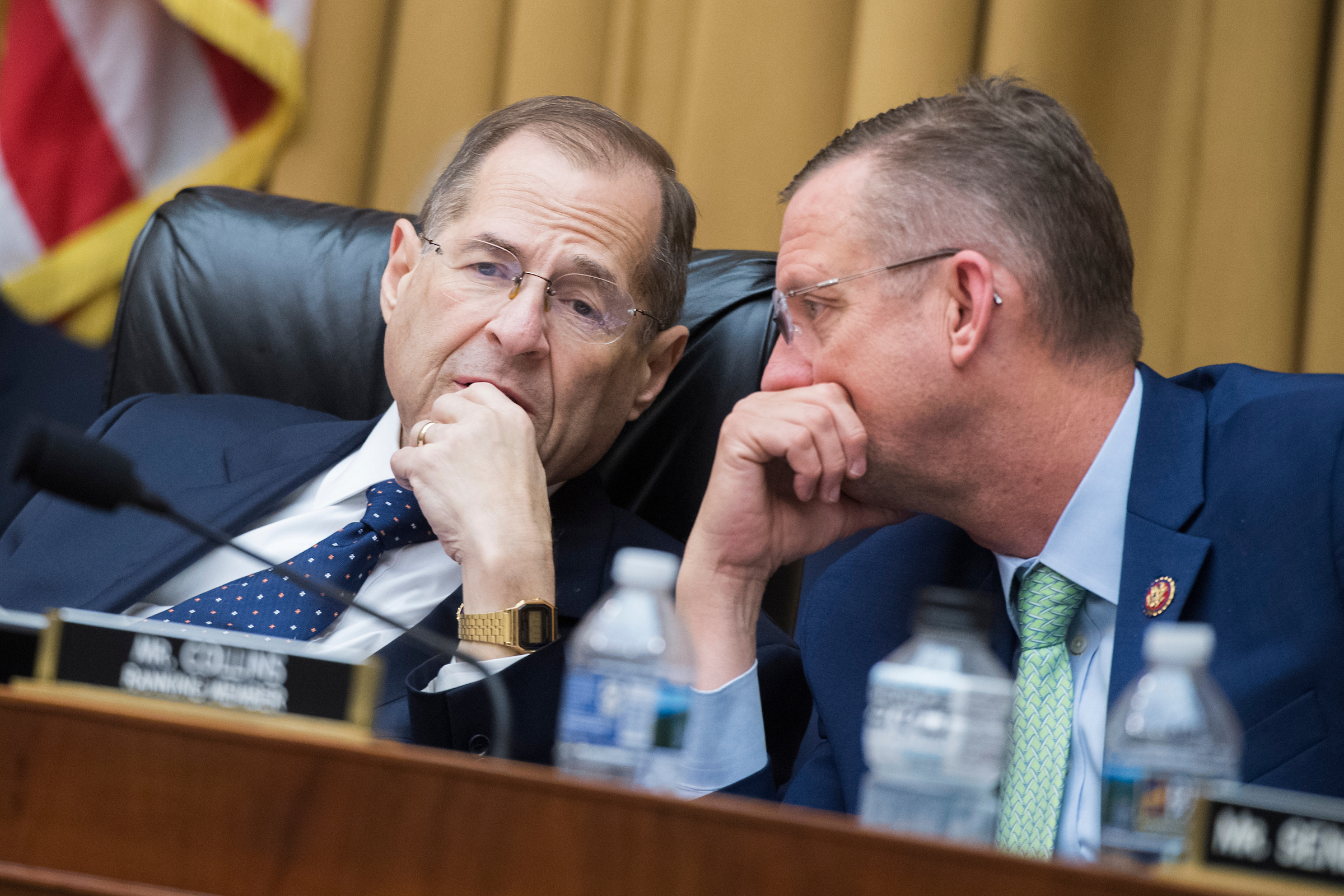 Chairman Jerrold Nadler, D-N.Y., and ranking member Rep. Doug Collins, R-Ga., conduct a House Judiciary Committee markup in Rayburn Building on Wednesday, May 8, 2019, to vote on whether to hold Attorney General William Barr in contempt of Congress for refusing to turn over the unredacted Mueller report to the committee. (Tom Williams/CQ Roll Call)