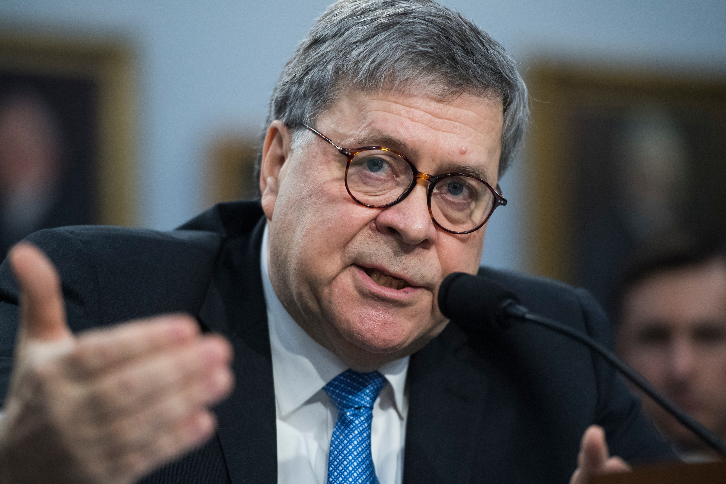 Attorney General William Barr testifies during a House Appropriations Commerce, Justice, Science, and Related Agencies Subcommittee hearing in Rayburn Building on April 9, 2019. Monday, the House Democrats took the first step to holding Barr in contempt of Congress for not releasing an unredacted copy of the Mueller report and its underlying evidence (Tom Williams/CQ Roll Call).