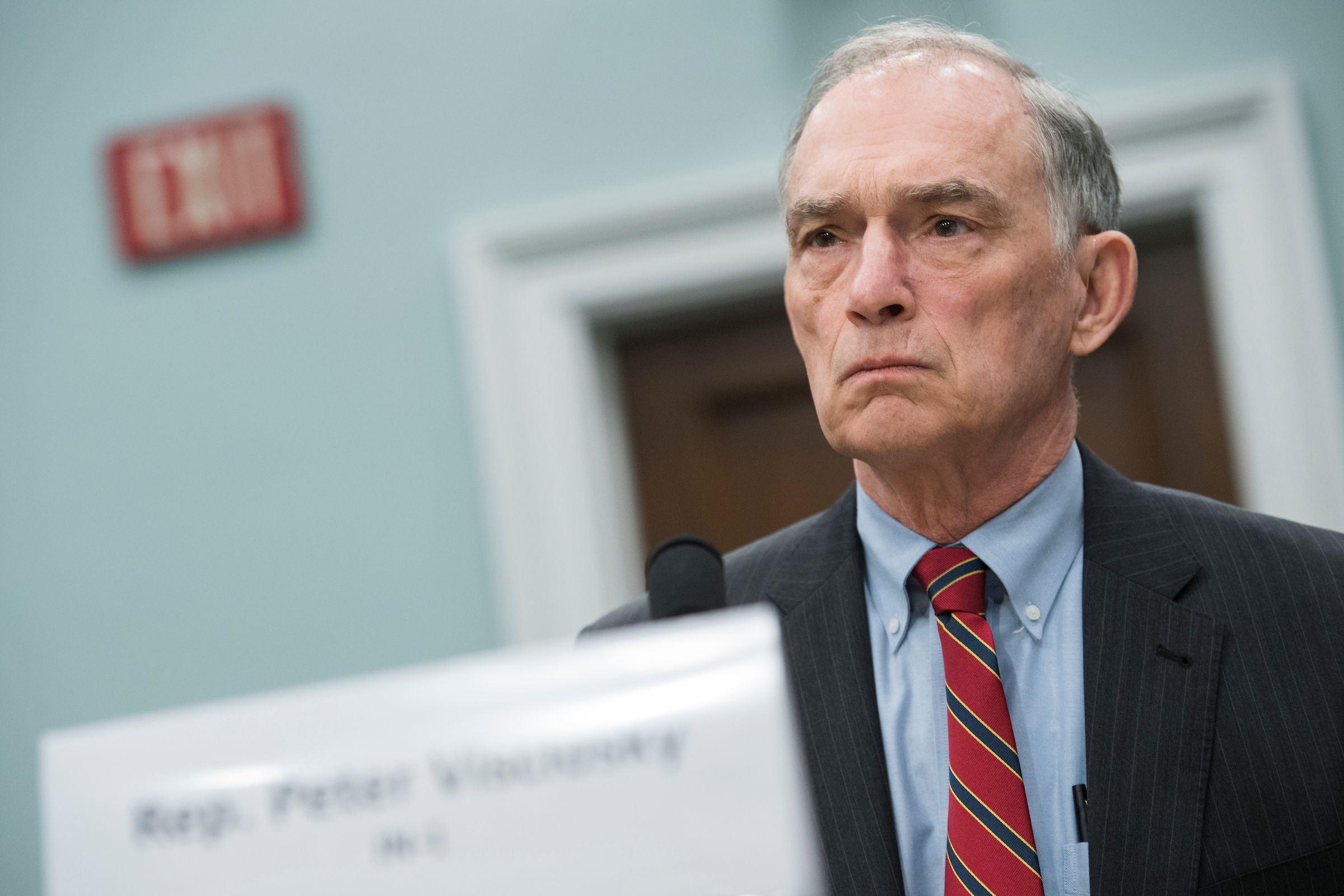 Rep. Pete Visclosky, D-Ind., testifies before a House Appropriations Transportation, Housing and Urban Development, and Related Agencies Subcommittee hearing in Rayburn Building on April 18, 2018. Visclosky hinted he may rearrange the Navy's budget plan to address concerns including warship defects and idle submarines. (Tom Williams/CQ Roll Call file photo)