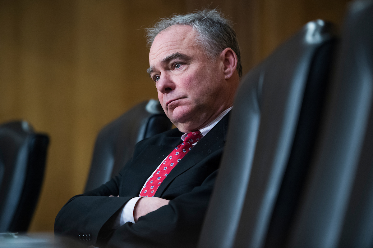 Sen. Tim Kaine, D-Va., will seek a vote in relation to war with Iran during the floor debate on the defense authorization. (Tom Williams/CQ Roll Call file photo)