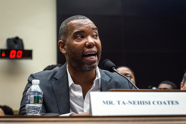 UNITED STATES - JUNE 19: Author Ta-Nehisi Coates testifies about reparations for the descendants of slaves during a hearing before the House Judiciary Subcommittee on the Constitution, Civil Rights and Civil Liberties, at the Capitol in Washington on Wednesday June 19, 2019. (Photo by Caroline Brehman/CQ Roll Call)