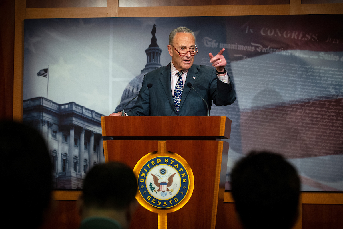 Senate Minority Leader Charles E. Schumer, D-N.Y.,  wants all senators present for a vote related to Iran policy.(Caroline Brehman/CQ Roll Call)