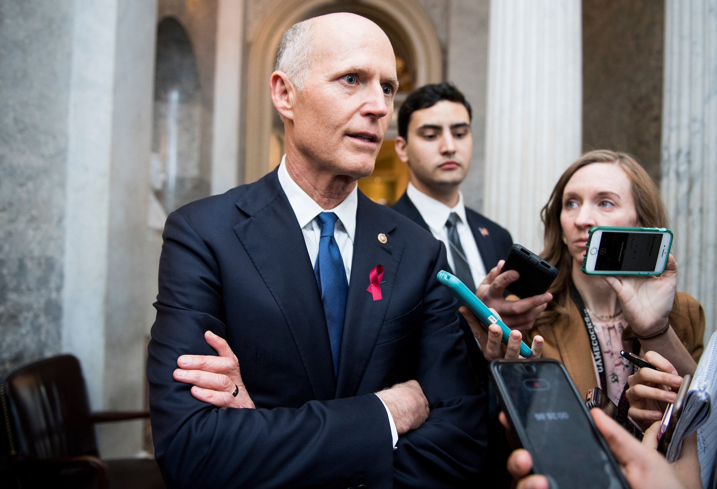 The New Republican PAC, which supported the 2018 campaign of Florida Republican Sen. Rick Scott, shown, refunded a $50,000 contribution shortly after an FEC complaint alleged it violated a ban on donations from federal contractors. (Bill Clark/CQ Roll Call)