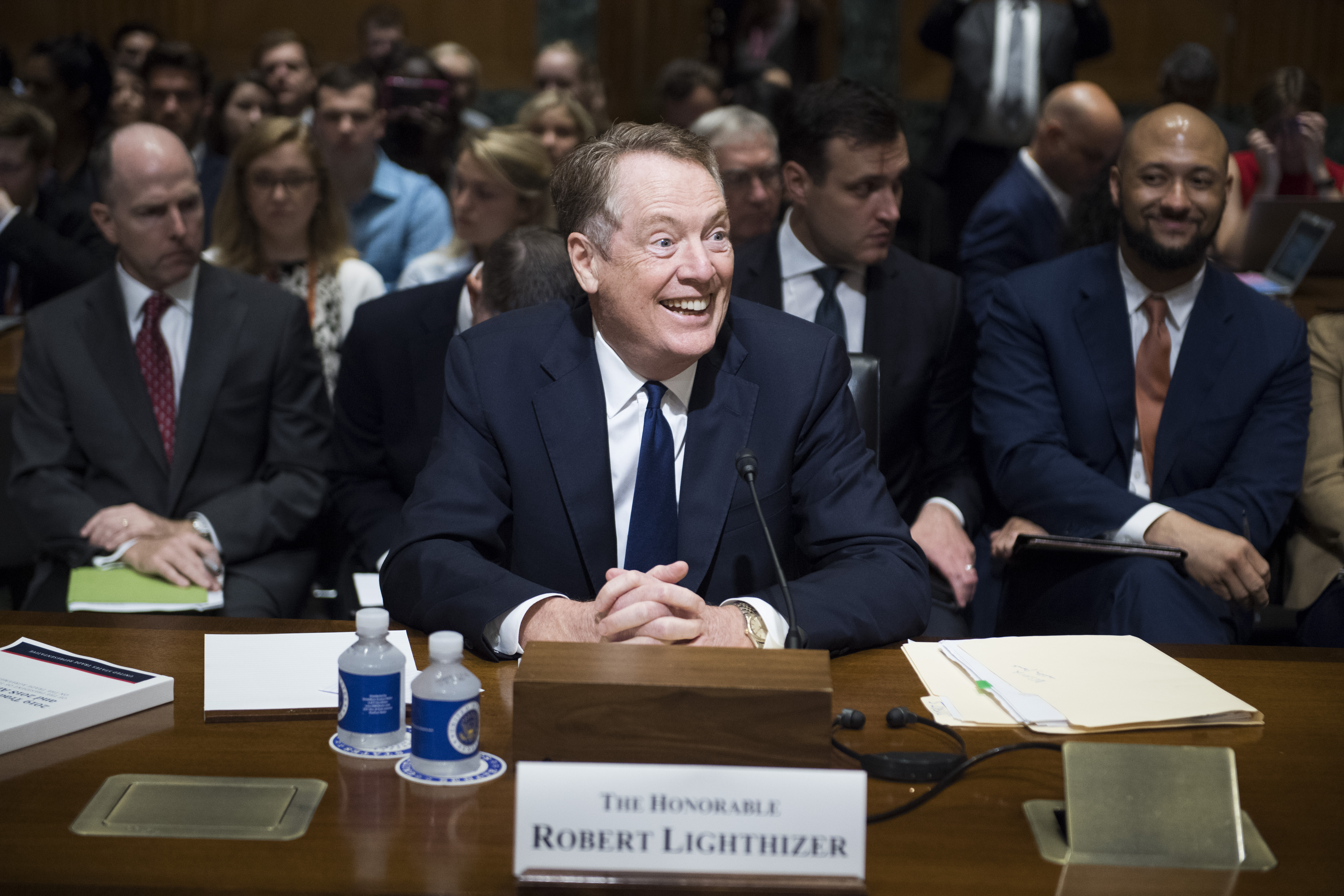 UNITED STATES - JUNE 18: U.S. Trade Representative Robert Lighthizer, prepares to testify before a Senate Finance Committee hearing in Dirksen Building titled 