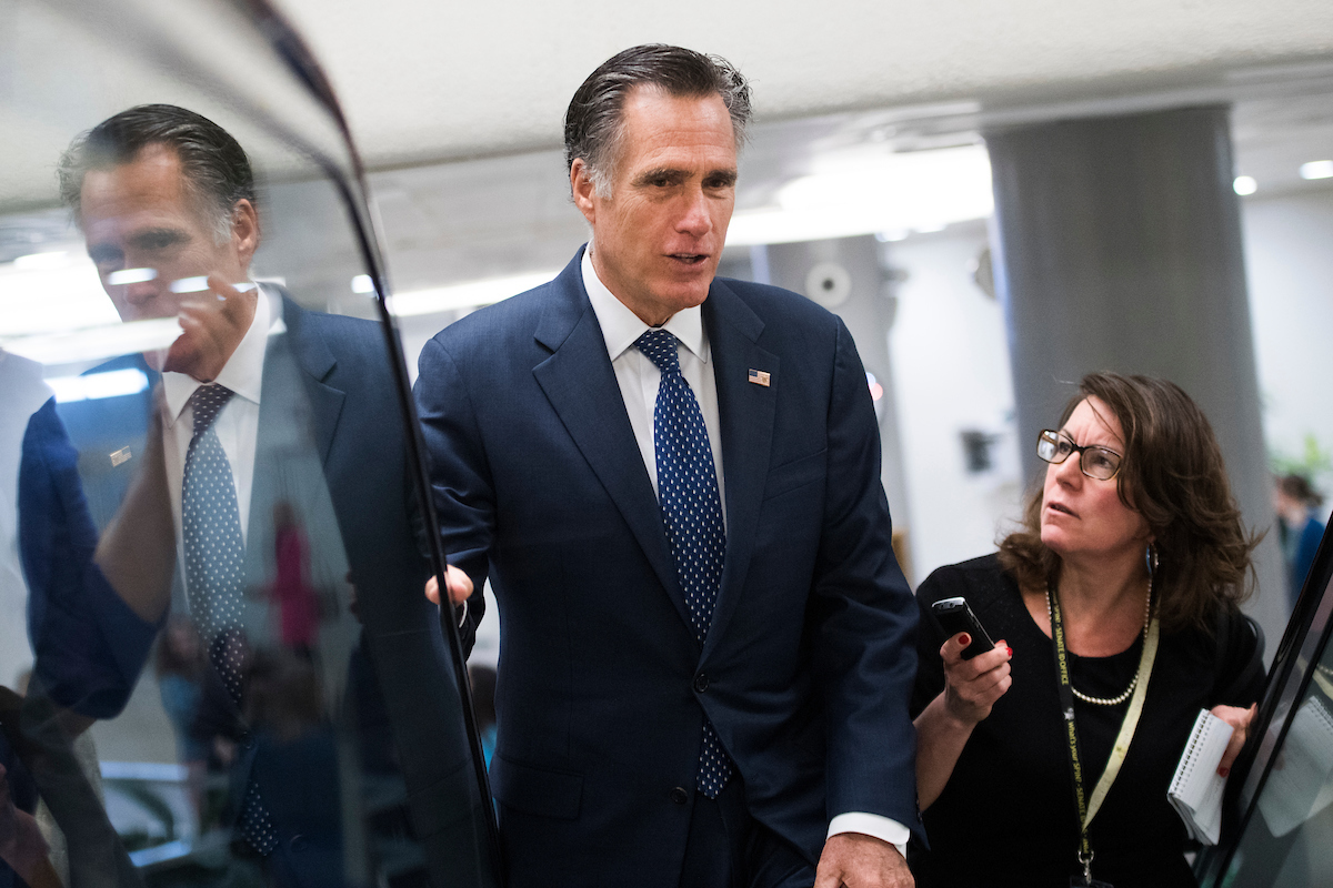 Sen. Mitt Romney opposes withholding member pay because of government shutdowns. (Tom Williams/CQ Roll Call file photo)