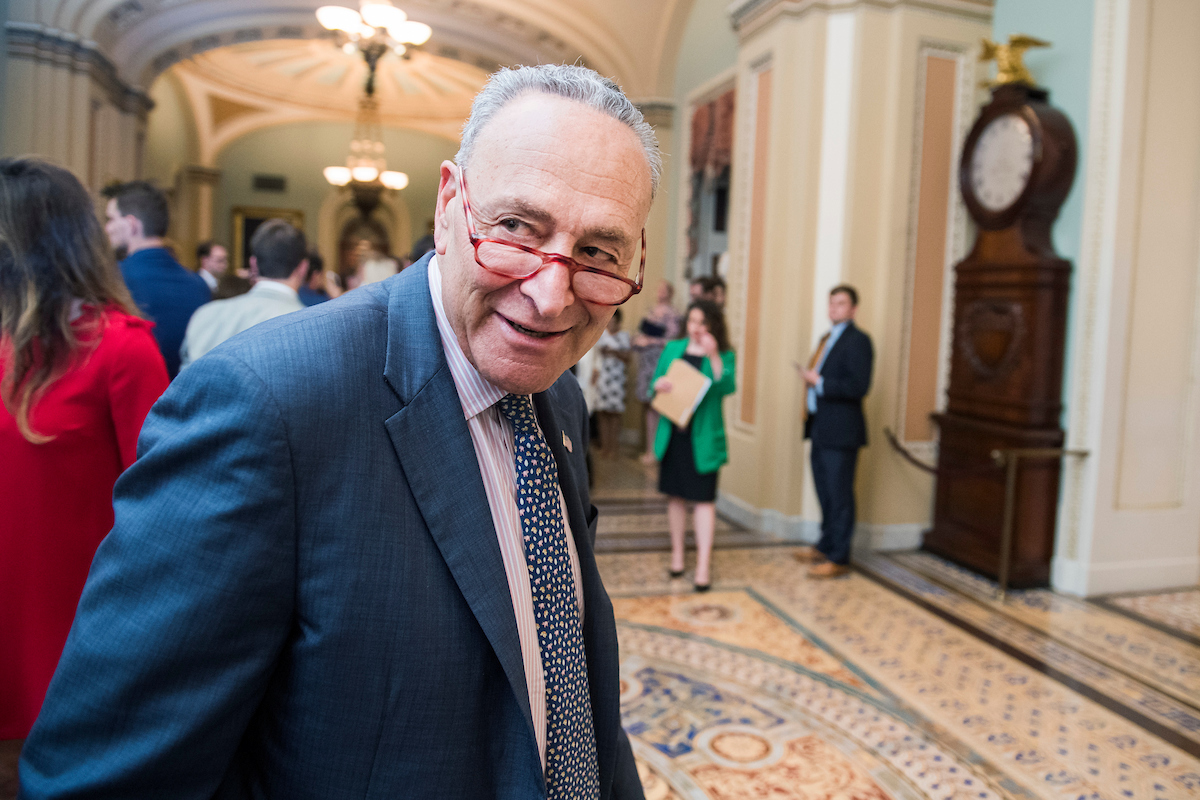 Senate Minority Leader Charles E. Schumer is pushing for a floor vote to say that any military action against Iran requires congressional approval (Tom Williams/CQ Roll Call)