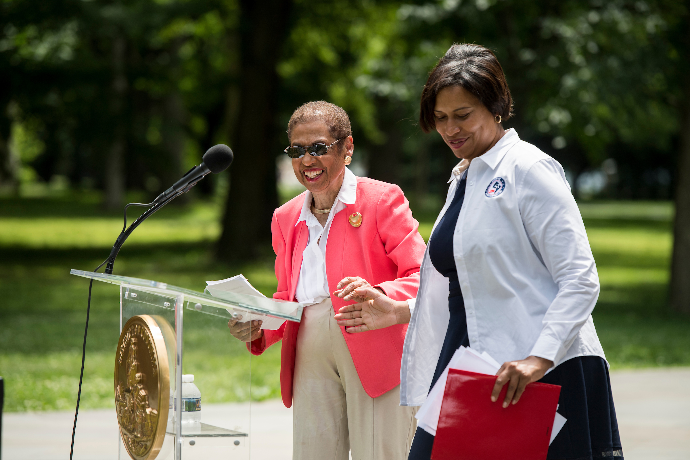 Del. Eleanor Holmes Norton, D-D.C., left, and D.C. Mayor Muriel Bowser announced on May 30 that the House Committee on Oversight and Reform would hold a hearing on D.C. statehood on July 24th. (Bill Clark/CQ Roll Call)