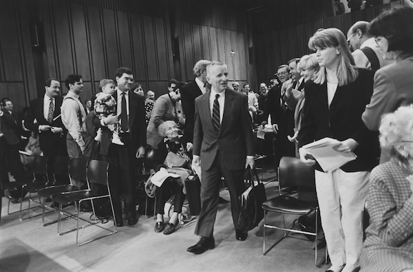 Ross Perot marching in to testify before Joint Committee on Organization of Congress on March 2, 1993. (Photo by Maureen Keating/CQ Roll Call via Getty Images)