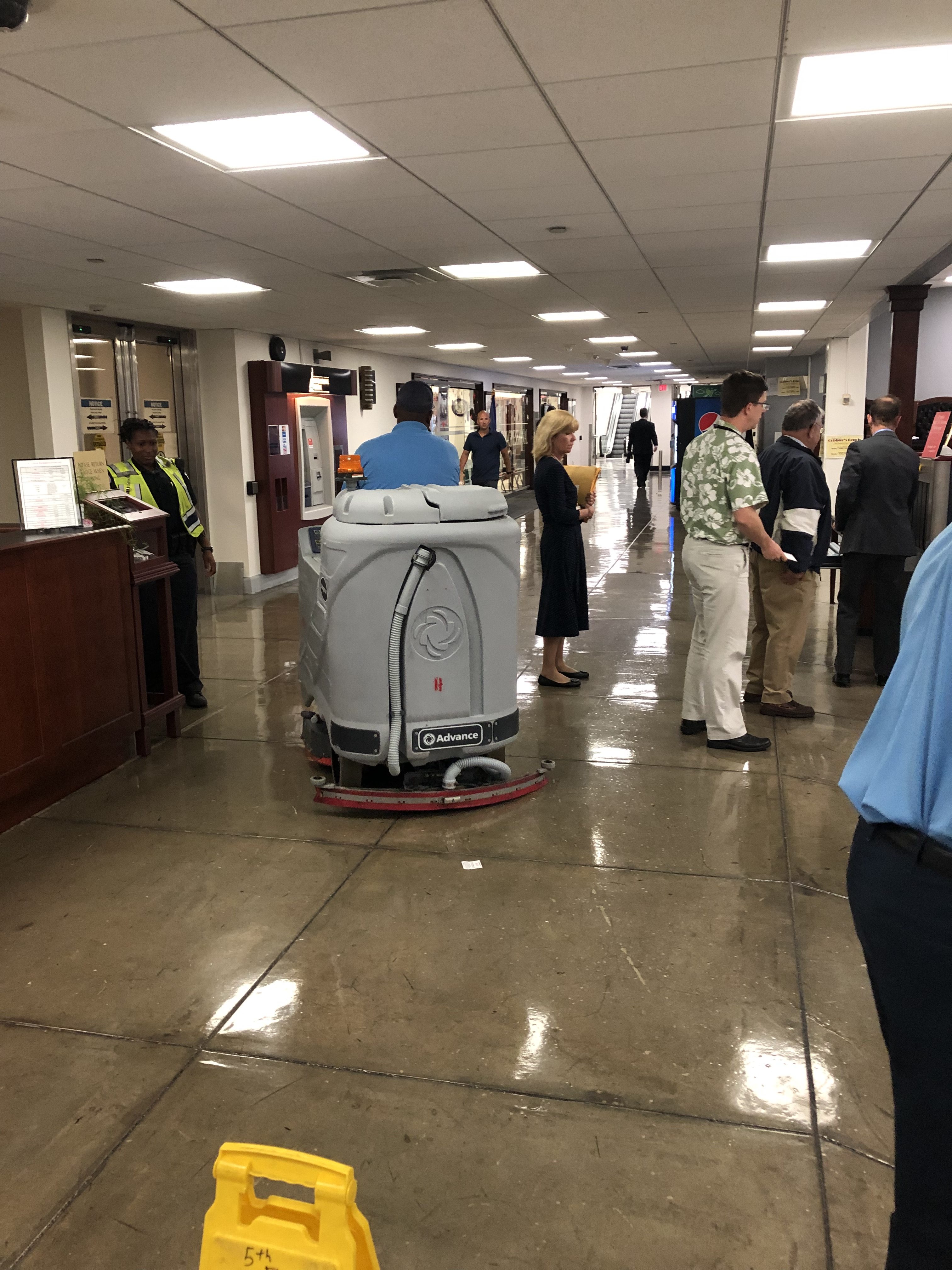 The pedestrian walkway in the Rayburn tunnel that connects to the Capitol flooded due to heavy rain Monday.