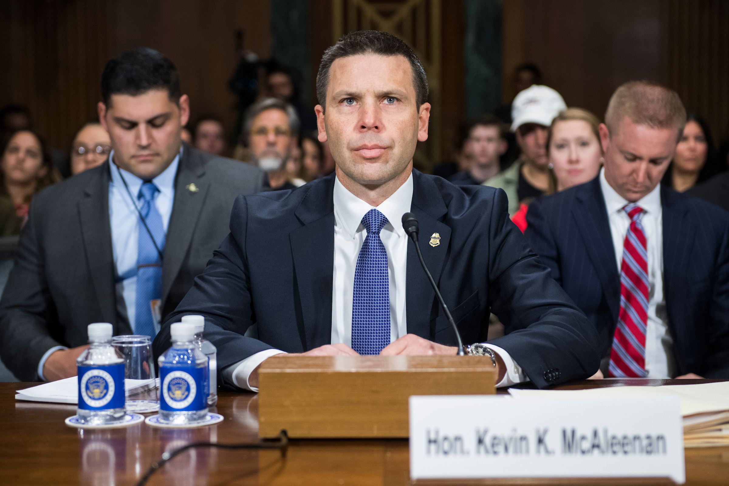 Kevin K. McAleenan, now acting Homeland Security Chief, prepares to testify during a Senate Judiciary Committee hearing in December. He said Wednesday he was launching an investigation into a secret Facebook group in which alleged Border Patrol agents posted lewd content about lawmakers and migrants.  (Tom Williams/CQ Roll Call file photo)