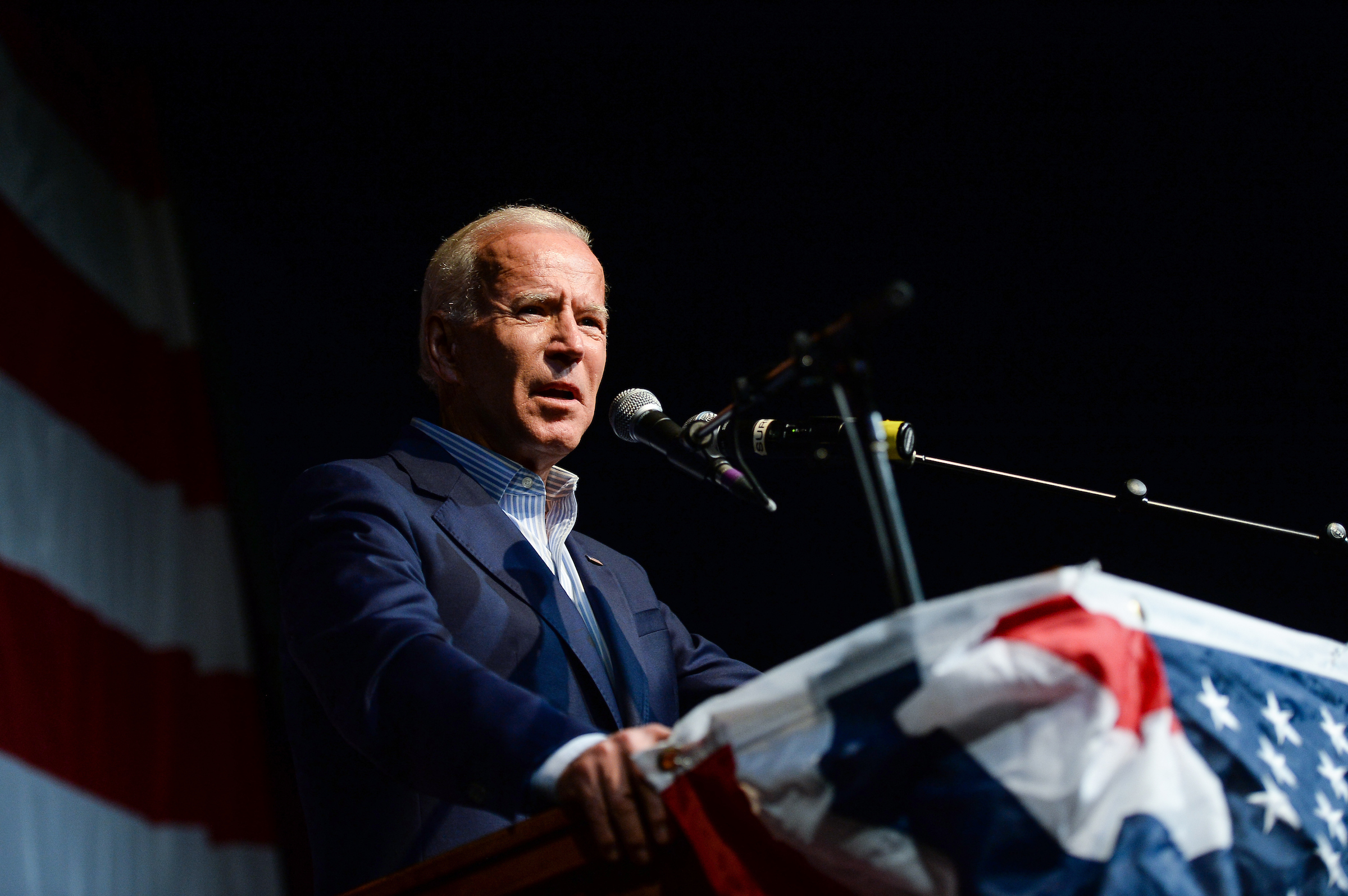 Democratic presidential candidate and former Vice President Joe Biden speaks last month in Iowa. He is clashing with President Trump over alleged corruption charges they have lobbed at one another. (Caroline Brehman/CQ Roll Call file photo)