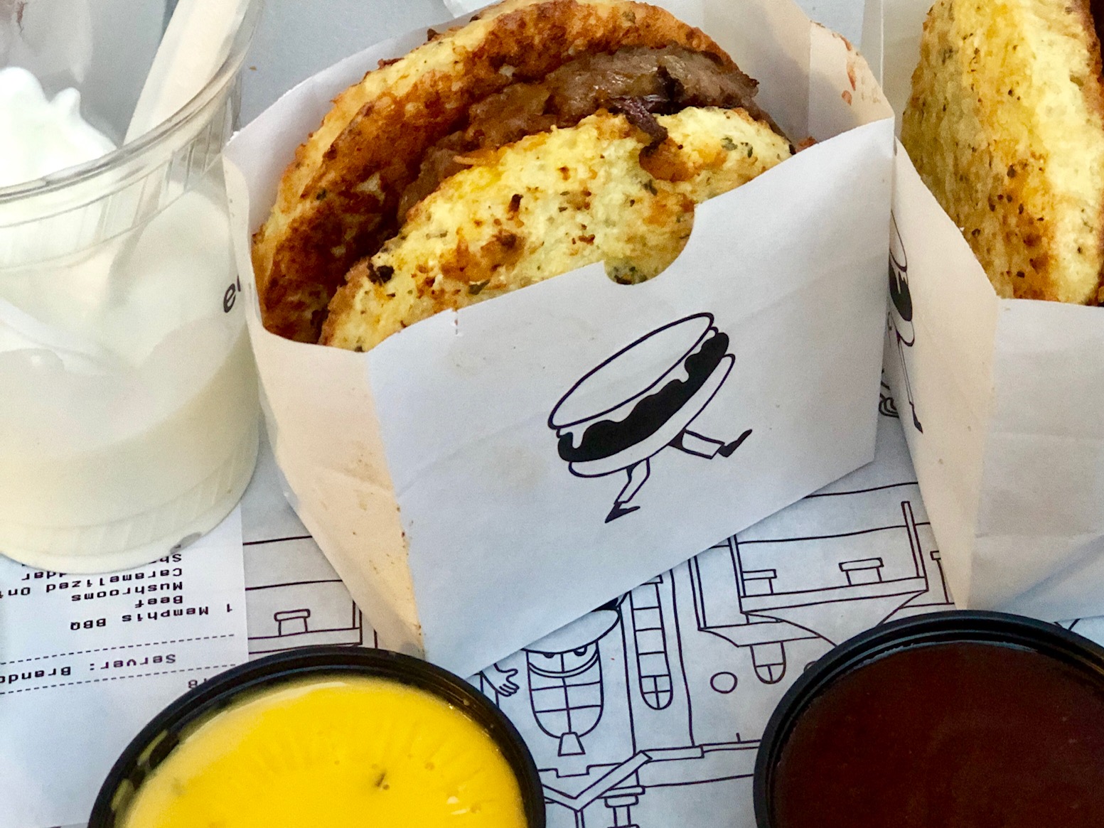 A "brg" sandwiched between two cauliflower buns and accompanied by a protein-filled "Super Shake" (Photo: CQ Roll Call / Kathryn Lyons)