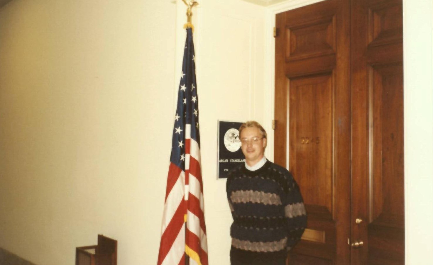 Current Rep. Jim Hagedorn stands in front of Rayburn 2245 circa 1989 during his days as a legislative assistant/Courtesy Rep. Jim Hagedorn