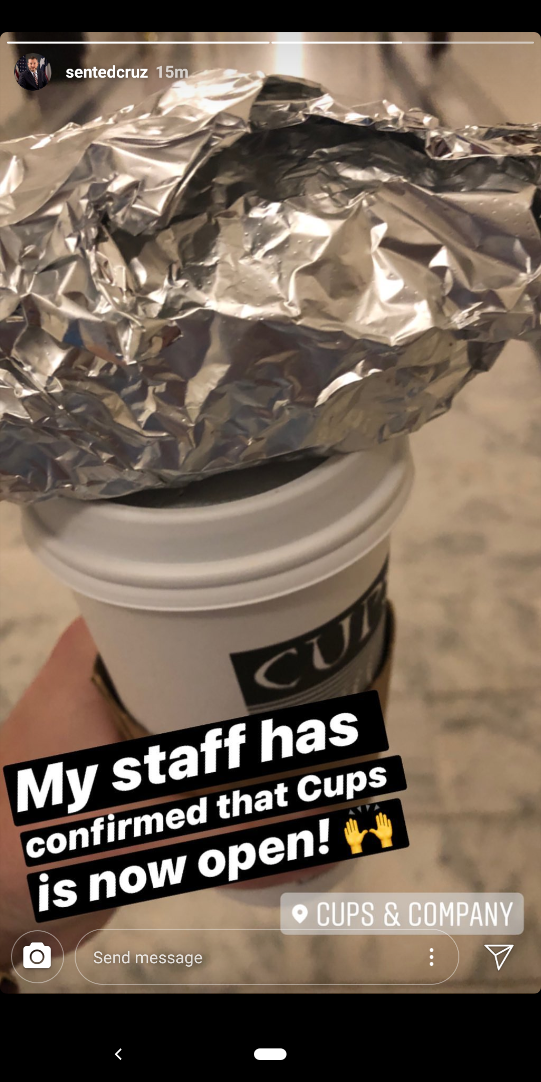 Sen. Ted Cruz shares joy over his java on Instagram